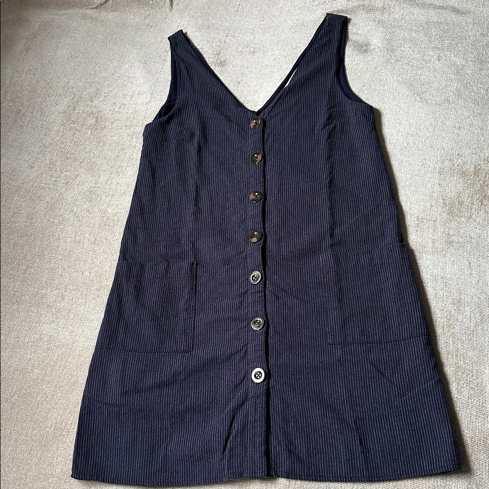 mia & tess Navy Blue With White Pinstripes Dress